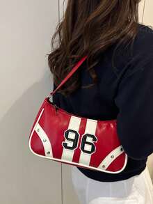 New Fashion Versatile Textured Shoulder Bag, Underarm Handbag For Women - Red - View 2