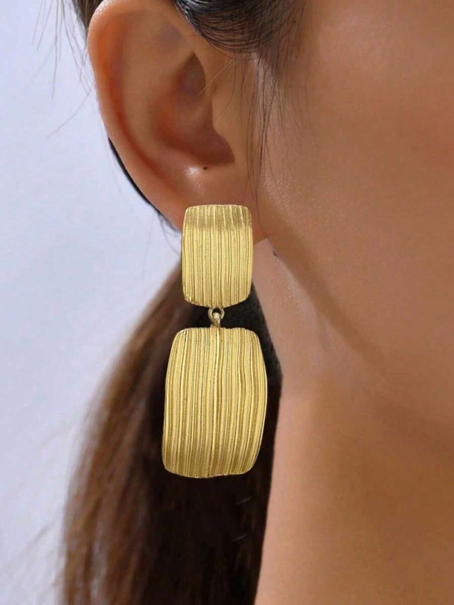 Square Striped Earrings, Fashionable Exaggerated High-End Earrings, New Earrings - Multicolor - View 1