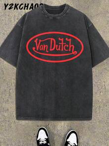 Y2KCHAOS Vintage Band Graphic Tee For Men - Alice In Chains Album Art Print, Distressed Washed Cotton T-Shirt With Bold Rock Music Design, Perfect For Fans Of Classic Grunge And 90s Alternative Rock, Oversized Fit For Casual Streetwear Look, Ideal For Music Lovers And Vintage Style Enthusiasts (250 Washed Cotton T-Shirt) Manfinity - 黑色 - 查看 3