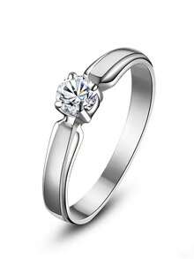 1 pieza Anillo de piedra de circonita cúbica de lujo, adecuado para mujeres, ideal para bodas, compromisos, fiestas de aniversario, regalos del Día de San Valentín - 2# - Ver 2