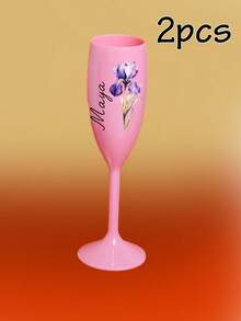 LICVIC Custom Name Champagne Flutes, Personalized Toast Glass-With Birth Flower, Anniversary, Birthday Celebration, Elegant Party Drinkware With Customized Text, Stylish Customizable Champagne Cup For Family Gatherings, Wedding, Engagement, Bridal Shower - Style B - View 9