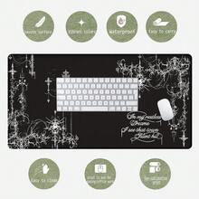 1 pieza Alfombrilla de ratón con diseño de línea oscura y gótica de Silent Hill, tapete de escritorio con estética de juego de terror, patrón de araña de lujo vintage antideslizante para teclado y ratón, alfombrilla de escritorio para decoración de escritorio - Rectángulo - Ver 3