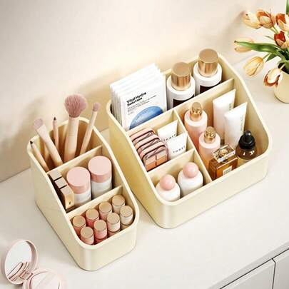 2 Sizes Makeup Organizer Box, Multifunctional Desktop Storage Compartment Rack For Cosmetics And Makeup Tools, Ideal Gift For Easter, Black History Month, St. Patrick's Day