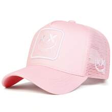 1pc Men's Smiling Face Embroidered Trucker Hat, Casual Baseball Cap For Street Fashion, Suitable For Spring, Autumn, Travel, Beach,Summer,Holiday - Multicolor - View 4