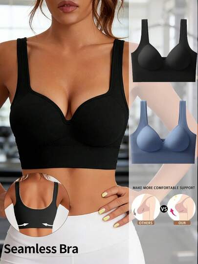 2PCS Women Sport Bras Seamless Yoga Tank Tops Bralette Backless Lady Vest Female Shock Proof Gym Women's Underwear Sports