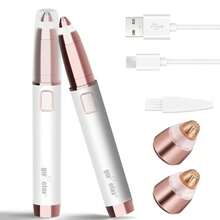 Afeitadora eléctrica para cejas para mujeres depiladora de cejas recortadora de cejas indolora con luz LED recargable por USB depiladora de cejas y rostro como regalo de Navidad - Blanco4 - Ver 4