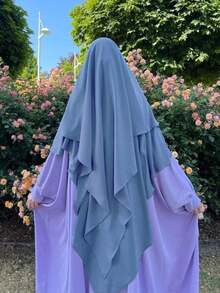 1pc Women's Elegant Solid Color Three-Layer Hooded Robe, Chador, Khimar, Jilbab, Breathable Sun Protection Headscarf, Suitable For Casual Outdoor Wear In All Seasons - Multicolor - View 29