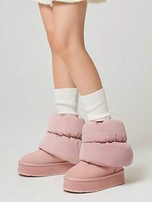 CAMEL CROWN Women's New Snow Boots, Fleece Lining For Warmth And Cold Protection, Detachable Boot Covers, 2-Way Wear, Waterproof, Thick-Soled Ankle Boots - Pink - View 5