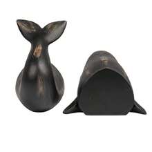 Resin Whale Bookends-B031 - Negro gastado - Ver 6