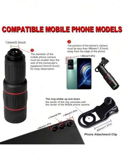 18X-25X Telephoto Phone Lens For Camping & Outdoor Photography - High Magnification Zoom, Compatible With IPhone & Android, Universal Fit For Most Smartphones