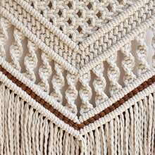 1件套手工编织挂毯，波西米亚风格墙面装饰挂毯，经典手工编织几何图案流苏背景墙，床头板挂毯 - 彩色 - 查看 7