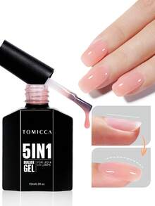 TOMICCA 蜜桃粉色五合一延长胶，15毫升，1支装，UV/LED灯下速干凝胶指甲油，适用于指甲延长、加固、美甲装饰和水钻贴片，适合在家DIY美甲贴片或作为礼物赠送。 - 粉色 - 查看 9