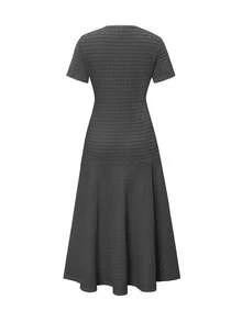 Áo nữ Unadoll cổ tròn tay ngắn, có túi giả và cúc trang trí, chất liệu vải thanh lịch, thích hợp cho các buổi hẹn hò, đi chơi, sinh nhật, tiệc tùng, du lịch, ngày Valentine và các dịp khác. - Màu xám đen - Xem 5