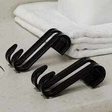 1/3pcs Towel Rack Hooks, Radiator Mounted Hanger Clips, No Drilling Strap Hooks For Hanging Towels & Clothes, Multifunctional Drying Rack, Suitable For Bathroom, Kitchen, Laundry Room Storage, Space Saving Home Decor, Dorm Essential, Housewarming Gift, Spring Home & Back To School Necessity - Black - View 9
