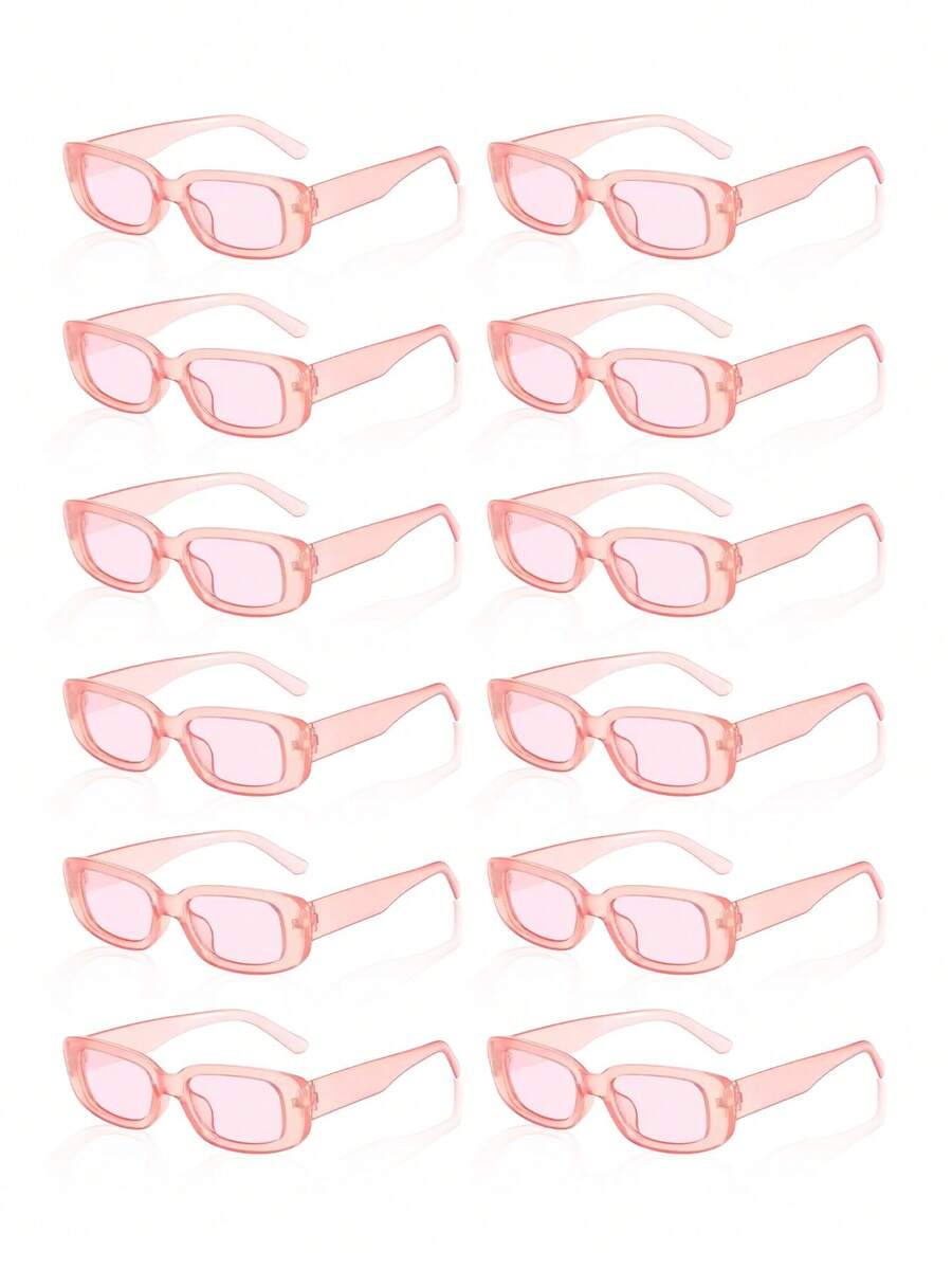 10副/5副 Y2K 时尚方形镜框男女通用，多功能方形镜框，适合海滩和夏季，时尚粉色椭圆形小镜框，适合海滩、派对、摄影和日常佩戴，单身派对装饰，单身派对回礼，单身派对，新娘送礼会回礼，婚礼宾客回礼，时尚装饰眼镜