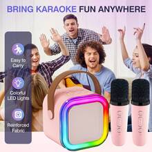 Mini Karaoke Machine, Karaoke Machine For Kids And Adults, Portable Bluetooth Karaoke Speaker With 2 Wireless Microphones And Party Lights, Suitable For Children And Adults, Birthday Gift, Suitable For Girls, Boys, Family Gatherings - Multicolor - View 7