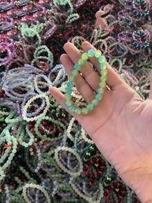 12/24pcs Elastic Glass Bead Bracelets - Stretch Fit Beads With Multi-Color Options (Pink, Blue, Green, Purple, Red, Black, White, Clear, Golden, ) - For Jewelry Making, Bracelets, Keychains - Durable Elastic Cord For DIY Crafts & Gifts - 彩色 - 查看 4