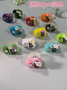 عداد أصابع مرصع بالألماس متعدد الألوان على شكل زهرة صغيرة، عداد إلكتروني محمول بزر يدوي، عداد بطاقة مصغر مناسب لعد التسبيح والرياضة وهدايا المناسبات - متعدد الألوان - مشاهدة 25