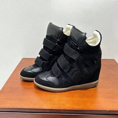 New 2026 Hidden Height-Increasing High-Top Women's Shoes, Color-Matching Flat Casual Sneakers. 7 Cm Internal Heel Lift Women's Ankle Boots, High-Top Models For Petite Sizes.Women's High-Top Sneakers, New 2026 Hidden Wedge Shoes