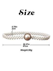 Women's Rhinestone Pearl Waist Chain Flower Buckle Belt Elegant Dress Decoration For Wedding And Party - E - 查看 8