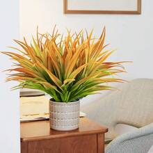 8Pcs Artificial Grass Plant Fake Outdoor Plastic Plants UV Resistant Faux Grasses Greenery Shrubs For Window Box Garden Patio Porch Home Decor Rose Green - Yellow - View 6