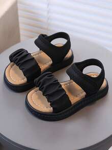 1 Pair Summer Casual Sandals, Made Of Quality Materials, With Edging Design, Soft And Lightweight Sole, Specially Suitable For Toddlers Learning To Walk, Outdoor Play, Versatile Occasions - Black - View 5