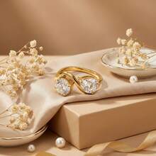 1枚锆石蛇形水滴方形戒指，适合女士日常佩戴 - 不銹鋼戒指 - 查看 5