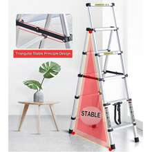 Huini Multi-Purpose Folding Ladder 1.7M/2M, Folding Step Ladder Aluminum Ladder Multi-Position 5/6 Steps Adjustable A-Frame Stepladder With Handrails & Lock, 330lbs Capacity - 5+6 Step Ladder - 1.7M+2M - View 4
