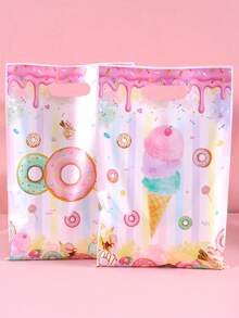 10/20/50个装甜甜圈主题礼品袋，塑料礼品包装袋，适用于婚礼、新娘送礼会、婴儿派对、周年纪念、生日派对用品、春夏假日手提袋、厨房用品、小型企业用品、零售购物袋 - 彩色 - 查看 9