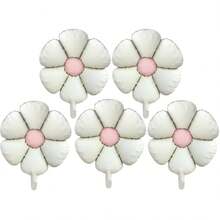 5pcs 18-Inch Pink Daisy Flower Foil Balloons, Decoration For Birthday Party, Festival, Anniversary - Multicolor - View 17