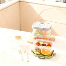 Double Layer Transparent Plastic Bento Box With Sauce Dish And Tableware, Sealed And Leak Proof Fruit Salad Food Container, Reusable Lunch Container, Suitable For Students Adults To Use In School, Office, Travel, Camping, Picnic, And Back To School - Multicolor - View 5