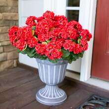 1/3/80支逼真红色天竺葵花，逼真秋海棠花，逼真丝绸花簇，栩栩如生的仿真天竺葵花，适用于家居花卉装饰、室内桌面装饰、户外花盆、吊篮、花园、门廊、阳台、窗台、节日派对新年装饰、婚礼装饰、情人节装饰、节日礼物 - 紅色 - 查看 7
