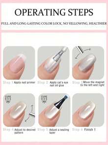 XEIJAYI Glacial Sparkling Water Cat-Eye Nail Glue Set Nail Supplies, Stunning Magnetic Effect With 6 Icy Blue-Green Shimmer Shades, Perfect For  Nail Art Enthusiasts, Frame Bottle Design For Home & Salon Manicure - 彩色 - 查看 9