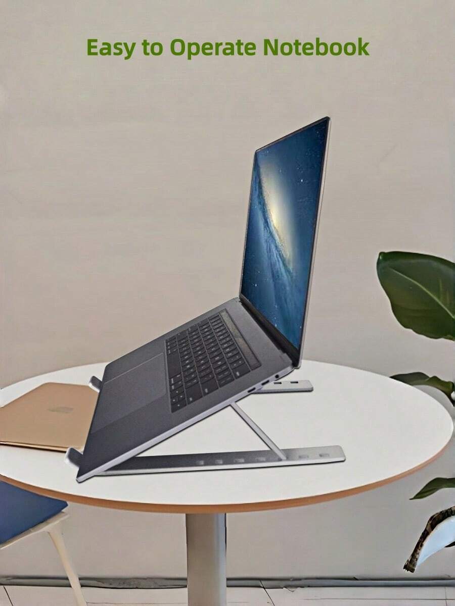 Soporte ajustable para portátil de escritorio, plegable y portátil con ajuste de ángulo libre, de ABS+Silicona+Aluminio, soporte para portátil y notebook, con ventilación y refrigeración, accesorio de soporte para portátiles, tabletas y libros (Negro/Blanco, 1 pieza) - Multicolor - Ver 1