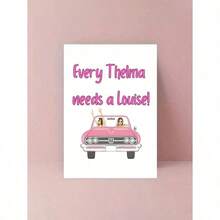 1pc Funny Friendship Greeting Card With Envelope- "Every Thelma Needs A Louise" Pink Car Design - High-Quality, Perfect For Best Friends, Siblings, And Confidants - Ideal Gift For Friendship Day, Friendship Gifts - 多色的 - 查看 2