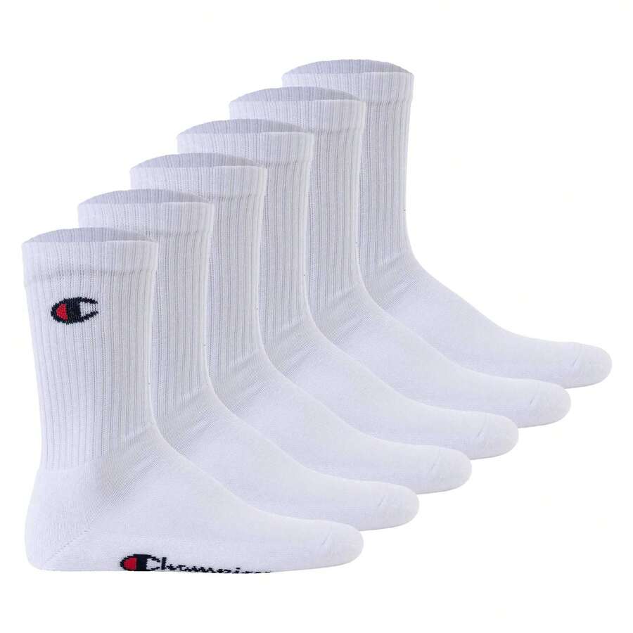 Chaussettes unisexes Champion, 6 paires - Chaussettes mi-mollet basiques - Blanc - Voir 1