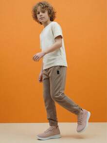 Kids' Lightweight Breathable Purple Lace-Up Casual Slip-On Dance Shoes, Knit Sock Shoes - Pink - View 3