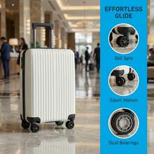 20英寸ABS硬壳登机箱，静音360°旋转轮，拼接设计增强耐用性和抗冲击性——商务旅行或休闲度假的最佳选择。杏色行李箱拉杆箱旅行箱旅行箱旅行包大容量带轮行李箱邮轮必备旅行必备假日必备度假必备 - 杏色 - 查看 3