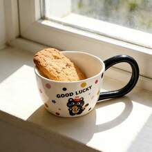 可爱动物图案长耳柄陶瓷马克杯，高品质治愈系咖啡/牛奶杯，大容量办公/家用水杯，独特可爱礼物 - 彩色 - 查看 8