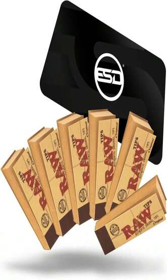 RAW Rolling Papers Original Roll-Up Tips 6 Pack - 50 Tips Per Pack = 300 Tips