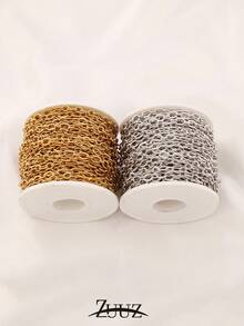 1 metro Cadena de acero inoxidable Collar DIY Forma O Cadenas cruzadas para hacer collares, pulseras, suministros de joyería artesanal - cadena - Ver 6