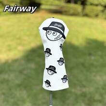 A Fun Fisherman Pattern White Golf Club Head Cover, Embroidered Pattern Design, Enhanced Golf Club Protection, Golf Accessories, PU Material. - Multicolor - View 5