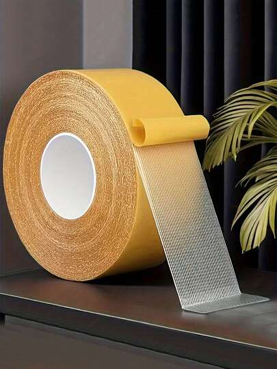 3/1pc High Strength Double-Sided Adhesive Tape, Multi-Purpose For Wall, Glass And Metal. Waterproof, High Adhesiveness, No Residue, Damage Free Bonding, Suitable For Exhibitions, Carpets, Weddings, Etc. High Strength Double-Sided Mesh Fabric Suitable For DIY, Indoor And Outdoor Use. Transparent Texture With Strong Bonding On Fabrics, Dry Walls And Wood.