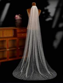 1 pieza Velo de novia con cola de 2m de largo con brillo, adecuado para bodas en la catedral, fotografía de bodas de mujeres - Multicolor - Ver 10