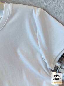 New Spring/Summer White Cropped Short Sleeve T-Shirt, Drawstring Design, Flattering, Stylish Women Top Casual - White - View 5