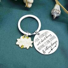 1 pezzo Portachiavi regalo per la migliore amica, regalo di amicizia a distanza per sorella, regalo di compleanno per donna, regalo di addio per ragazze adolescenti, accessorio per anniversario con fiore di giglio - Argento - Visualizzare 1