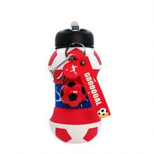 550ml/18.6oz Foldable Football Shaped Portable Leakproof Silicone Water Bottle Set With Lid 8VLL - Đỏ - Xem 7