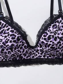 1pc Sexy Leopard Print Lace Trim Maternity Nursing Bra - Multicolor - View 5