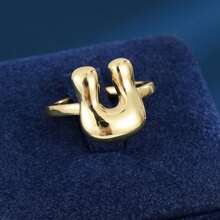 1pc Minimalist Letter Design Adjustable Open Ring For Women - Multicolor - View 19