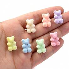 10颗可爱毛绒小熊软糖珠，12*18mm竖孔，趣味小熊亚克力珠子吊坠，适合女性珠宝制作，手链项链DIY派对耳环 - 小熊 - 查看 3